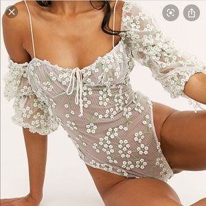 New! For Love and Lemons Pastille white bodysuit